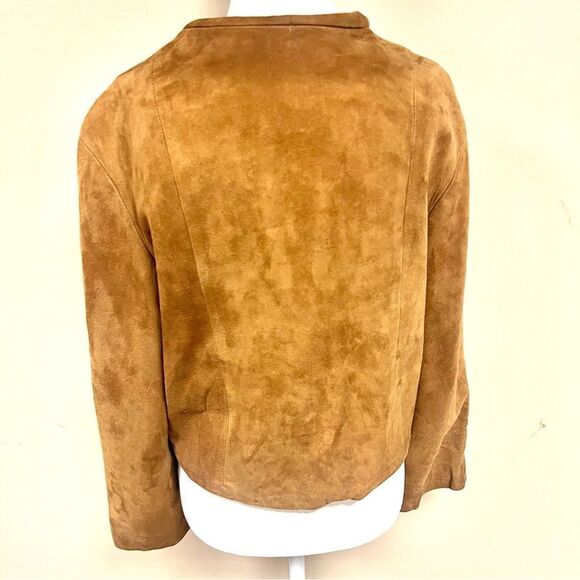 Brown suede cropped jacket.     Size M - Picture 4 of 6